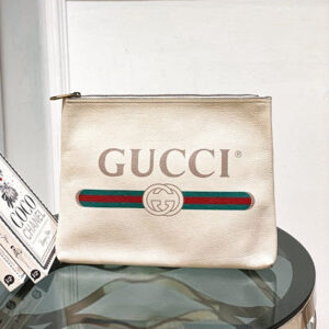 Gucci Off White Logo Print Zip Pouch