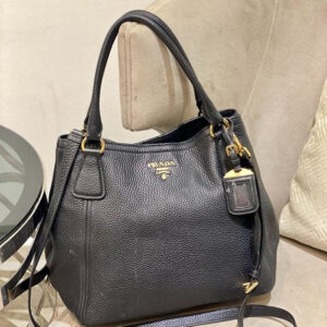 Prada Black Vitello Daino Tote Bag