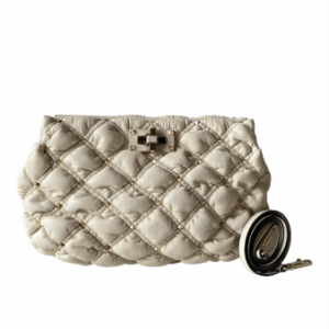 Valentino White Spike Me Clutch