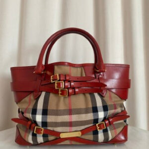 Burberry Red Bridle House Check Top Handle Bag