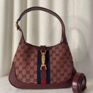 Gucci Burgundy GG Supreme Jackie 1961 Small Shoulder Bag