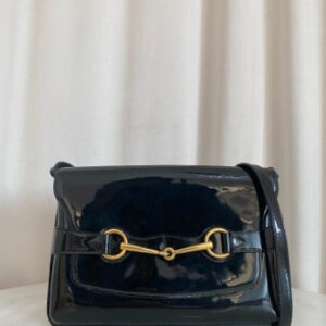 Gucci Black Vernis Horsebit Shoulder Bag