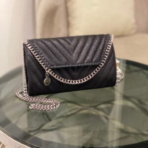 Stella Mccartney Black Shaggy Deer Chevron Small Falabella Bag