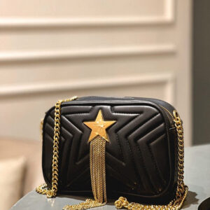 Stella McCartney Black Quilted Star Camera Crossbody Bag