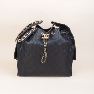 Chanel Black 25 Sac Medium Hobo Bag with Pouch