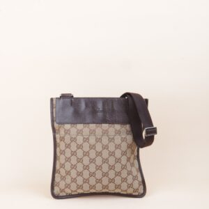 Gucci Bicolor GG Monogram Flat Messenger Crossbody Bag