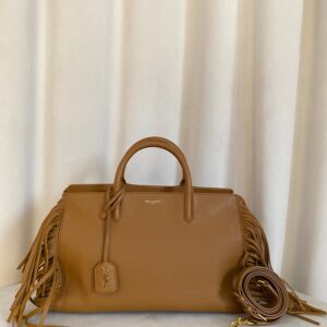 YSL Brown Fringe Rive Gauche Cabas Bag