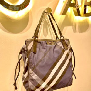 Burberry Bicolor Nova Check Buckleigh Packable Tote Bag