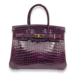 Birkin 30 Purple in Shiny Niloticus, Gold hardware