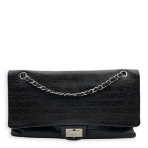 31 Rue Cambon Reissue Flap Maxi Black in Calfskin, Silver hardware