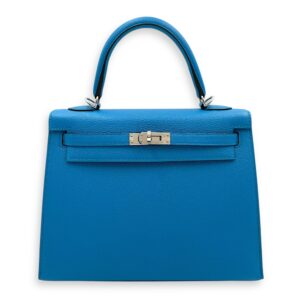 Sellier Kelly 25 Blue Zanzibar in Chevre Mysore, Palladium hardware