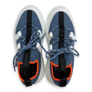Duel 35 Blue/Blanc Sneakers in Denim Knit/Calf