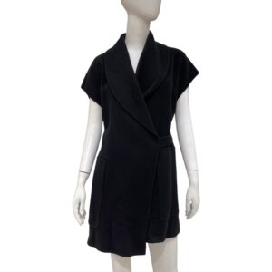 Long Wrap 36 Noir Vest in 100% Cashmere