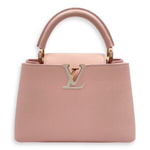 Capucines Pink Top Handle Bag in Taurillon Leather, Gold hardware