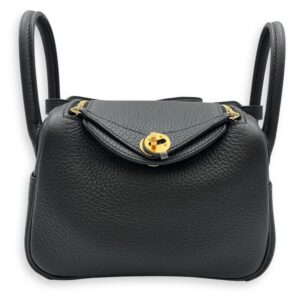 Lindy II Mini Black in Clemence, Gold hardware
