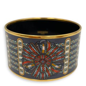 Rubans de Cheval Extra Wide Blue Bracelet , Gold hardware