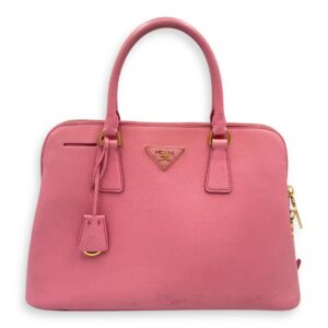 Promenade Pink Top Handle Bag in Saffiano Leather, Gold hardware