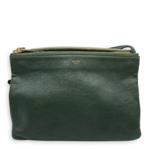 Trio Green Crossbody Bag in Calfskin, Gold hardware