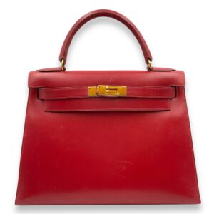 Sellier Kelly 28 Rouge Vif in Box, Gold hardware