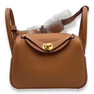 Lindy II Mini Gold in Clemence, Gold hardware