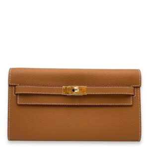 Kelly To Go Gold Crossbody Bag in Epsom, Gold hardware