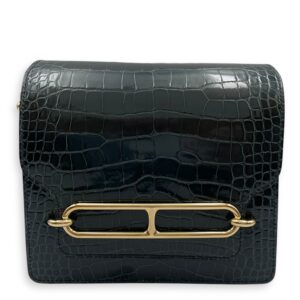 Roulis Mini Vert Rousseau in Shiny Alligator, Permabrass hardware