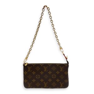 Pochette Monogram Brown Shoulder Bag in Canvas, Gold hardware