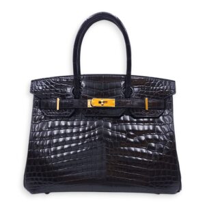 Birkin 30 Black in Shiny Niloticus, Gold hardware