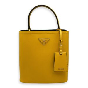 Panier Yellow Bucket Bag in Saffiano Leather, Gold hardware