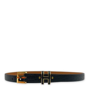Pop H Double Tour T2 Black Bracelet in Chevre Chamkila, Gold hardware