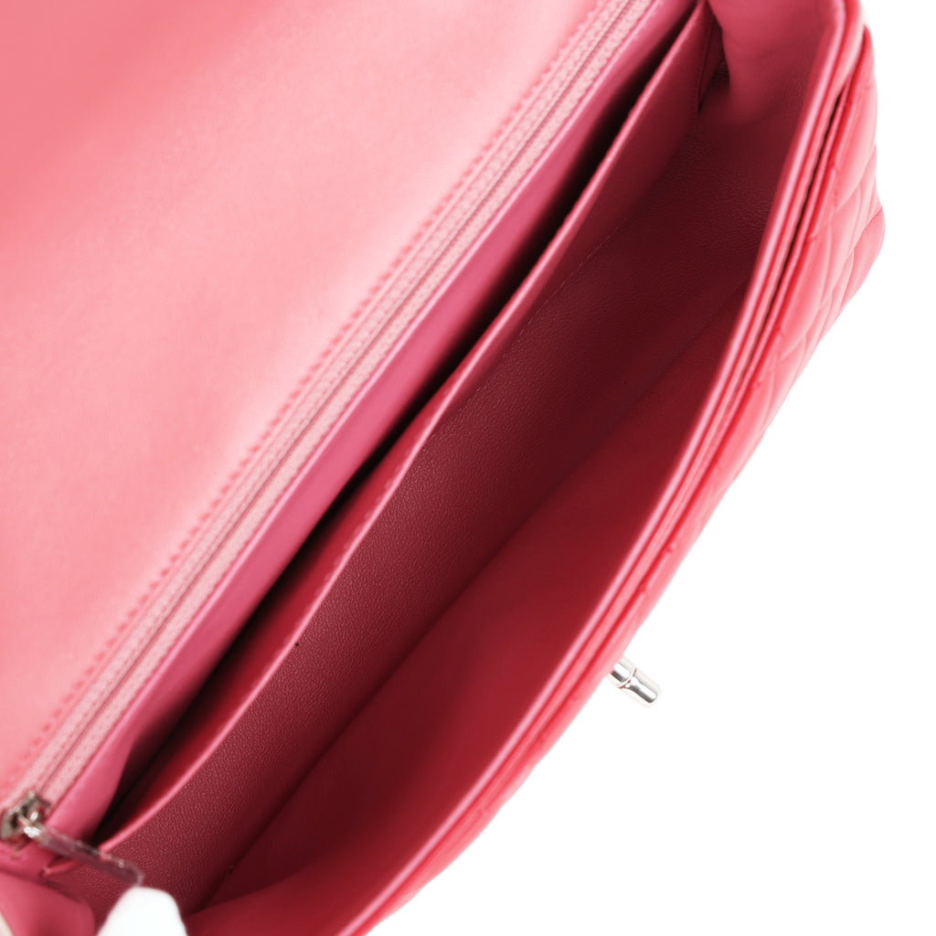 Pre-owned Chanel Medium Valentine Single Flap Bag Tricolored Lambskin Silver Hardware - Image 10