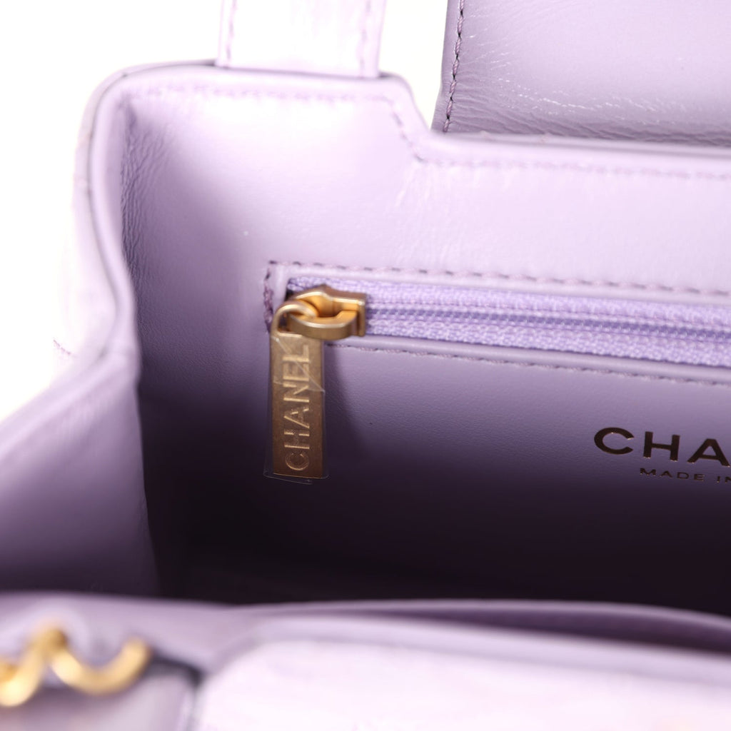 Chanel Small Kelly Shopper Light Purple Shiny Aged Calfskin Brushed Gold Hardware - Image 11