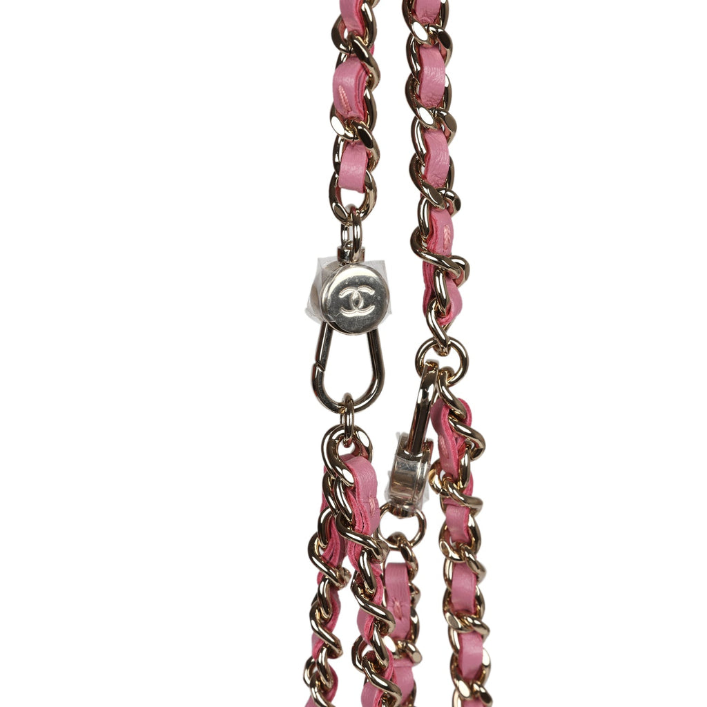 Chanel Mini Phone Holder Backpack with Chain Pink Multicolor Tweed Light Gold Hardware - Image 11