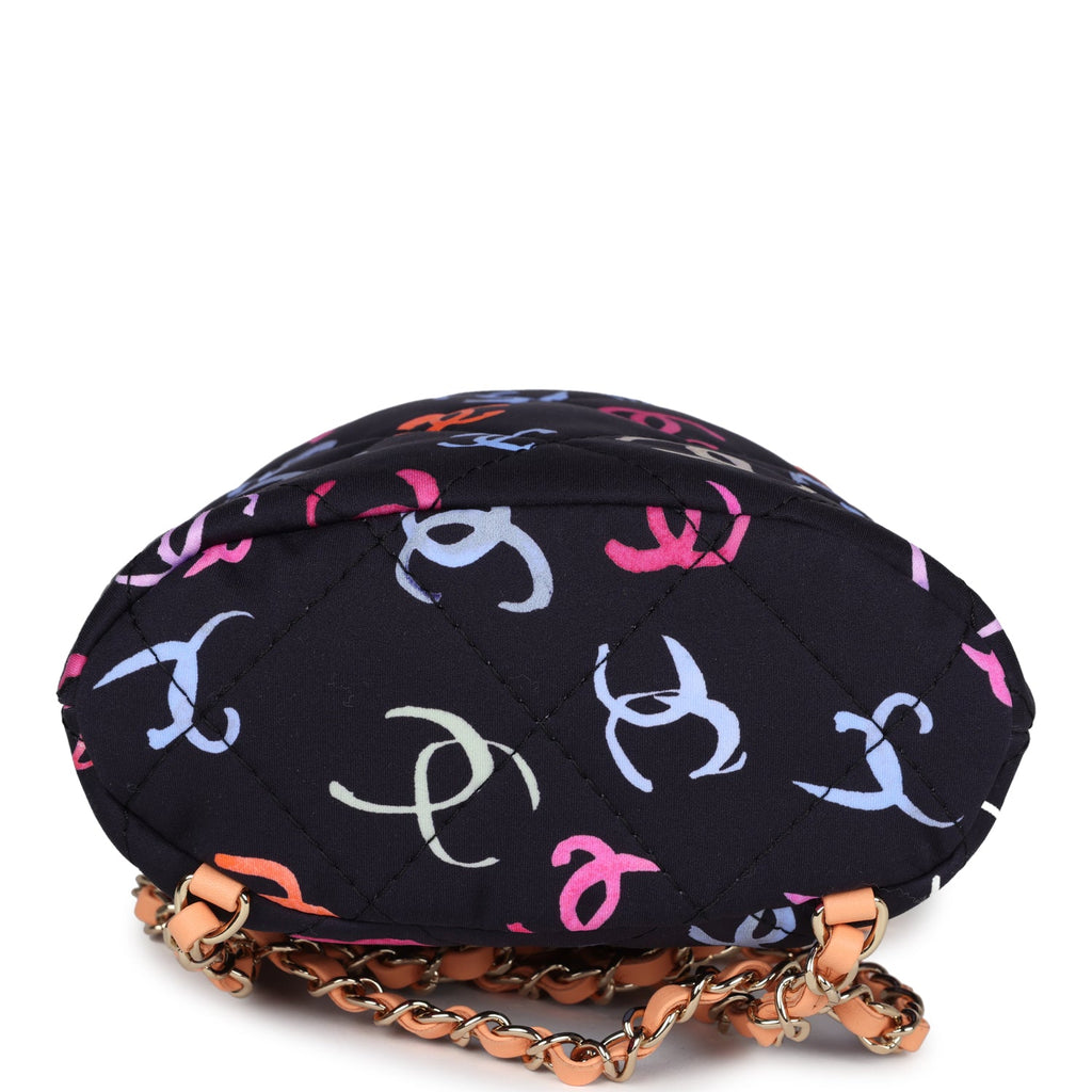 Chanel Medium CC Drawstring Backpack Multicolored Printed Fabric Light Gold Hardware - Image 7