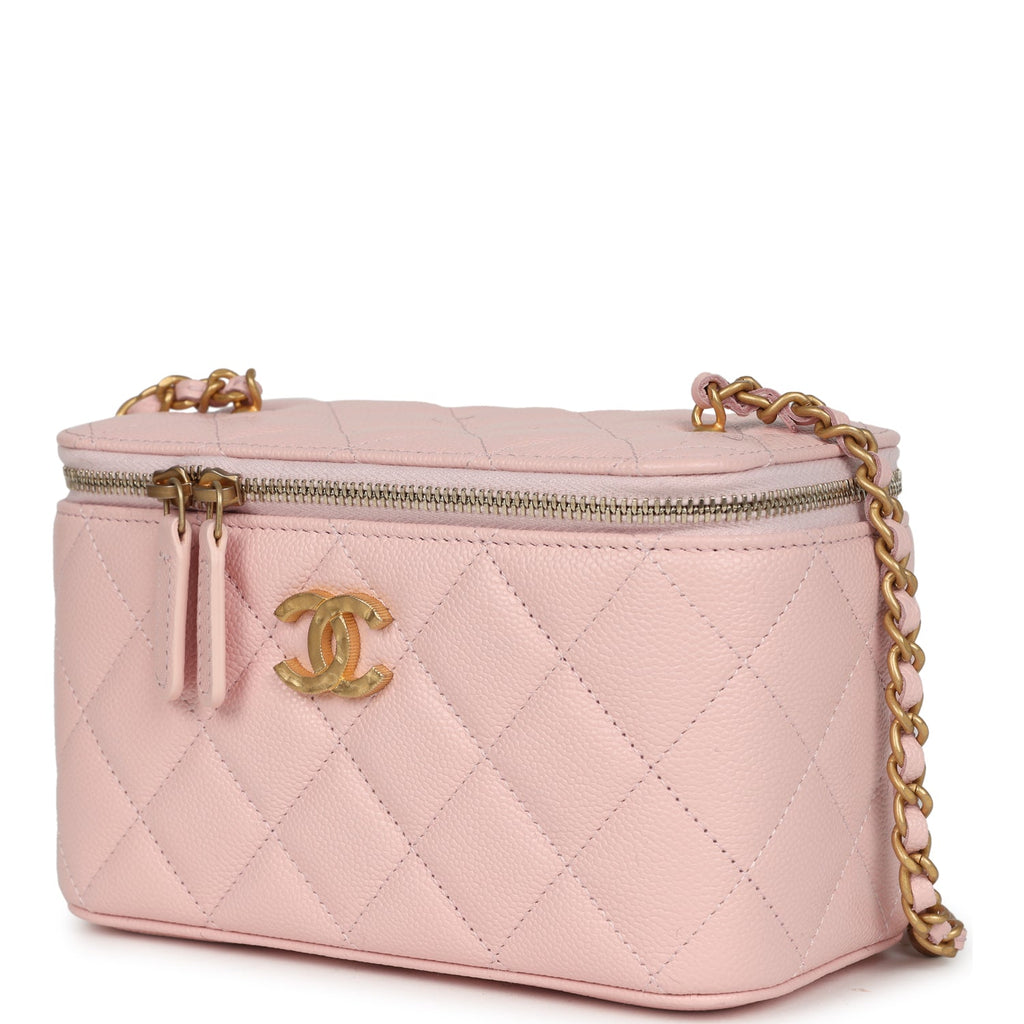 Chanel Small CC Vanity Case Light Pink Caviar Faux Pearls Brushed Gold Hardware - Image 6