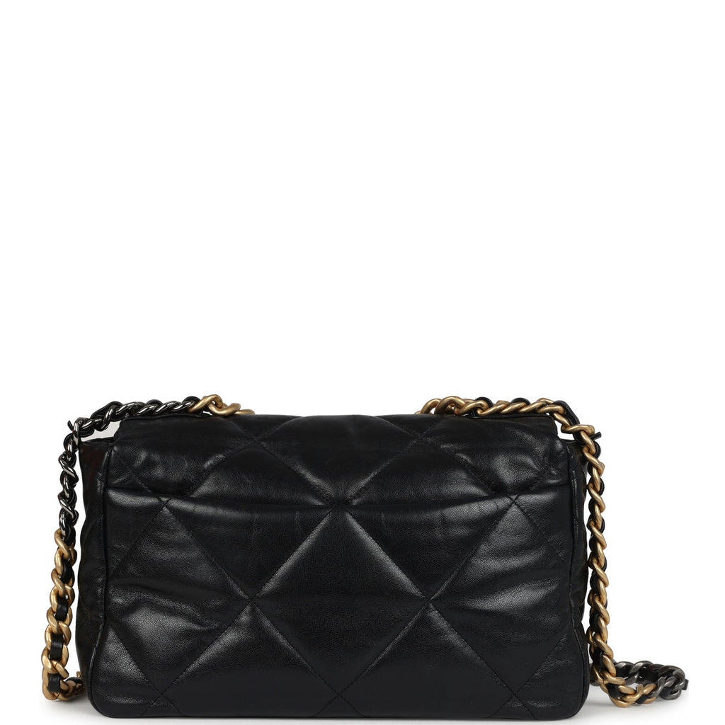 Pre-owned Chanel Large 19 Flap Bag Black Shiny Lambskin Mixed Metal Hardware - Image 5