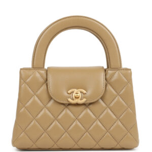 Chanel Small Kelly Shopper Dark Beige Shiny Lambskin Antique Gold Hardware