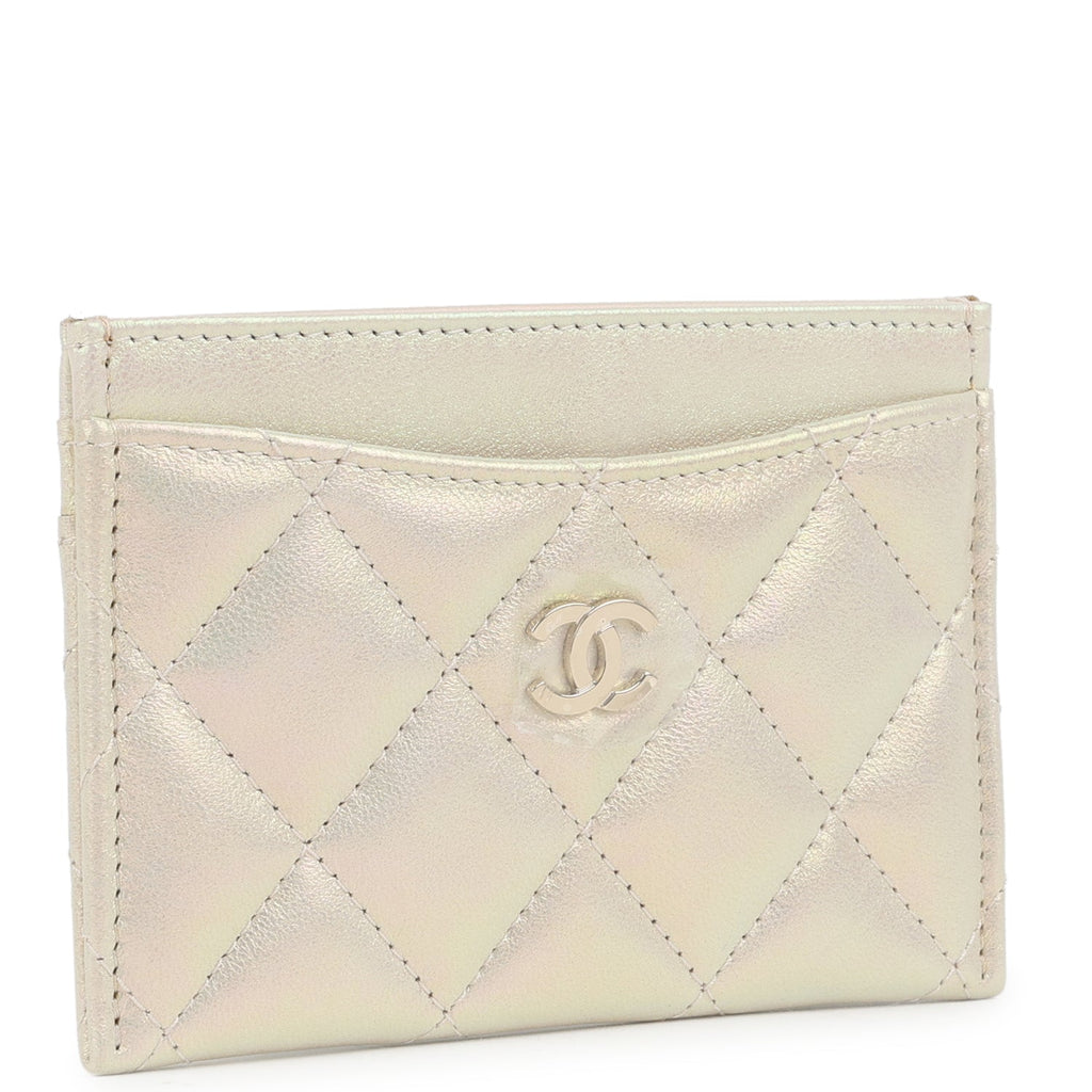 Chanel Classic Card Holder Wallet Iridescent Ivory Lambskin Light Gold Hardware - Image 3