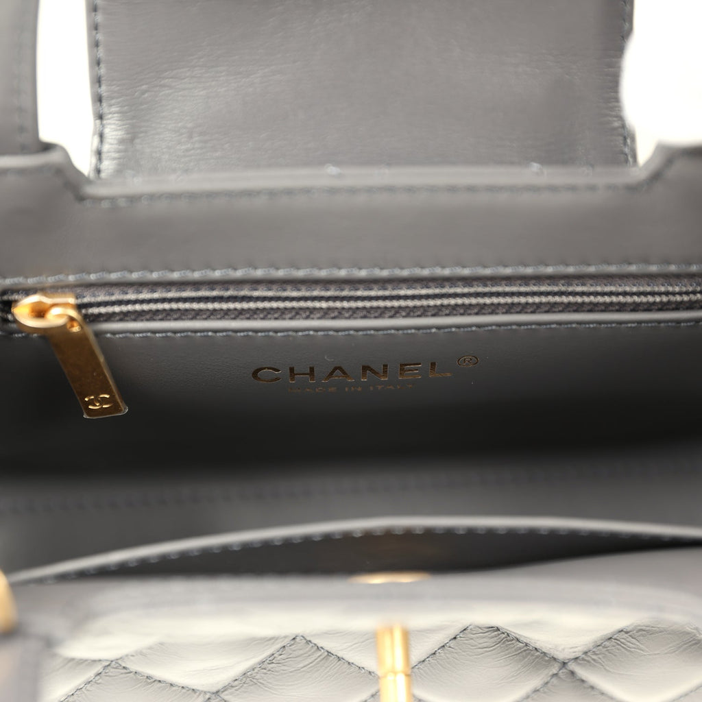 Pre-owned Chanel Small Kelly Shopper Grey Shiny Aged Calfskin Brushed Gold Hardware - Image 9