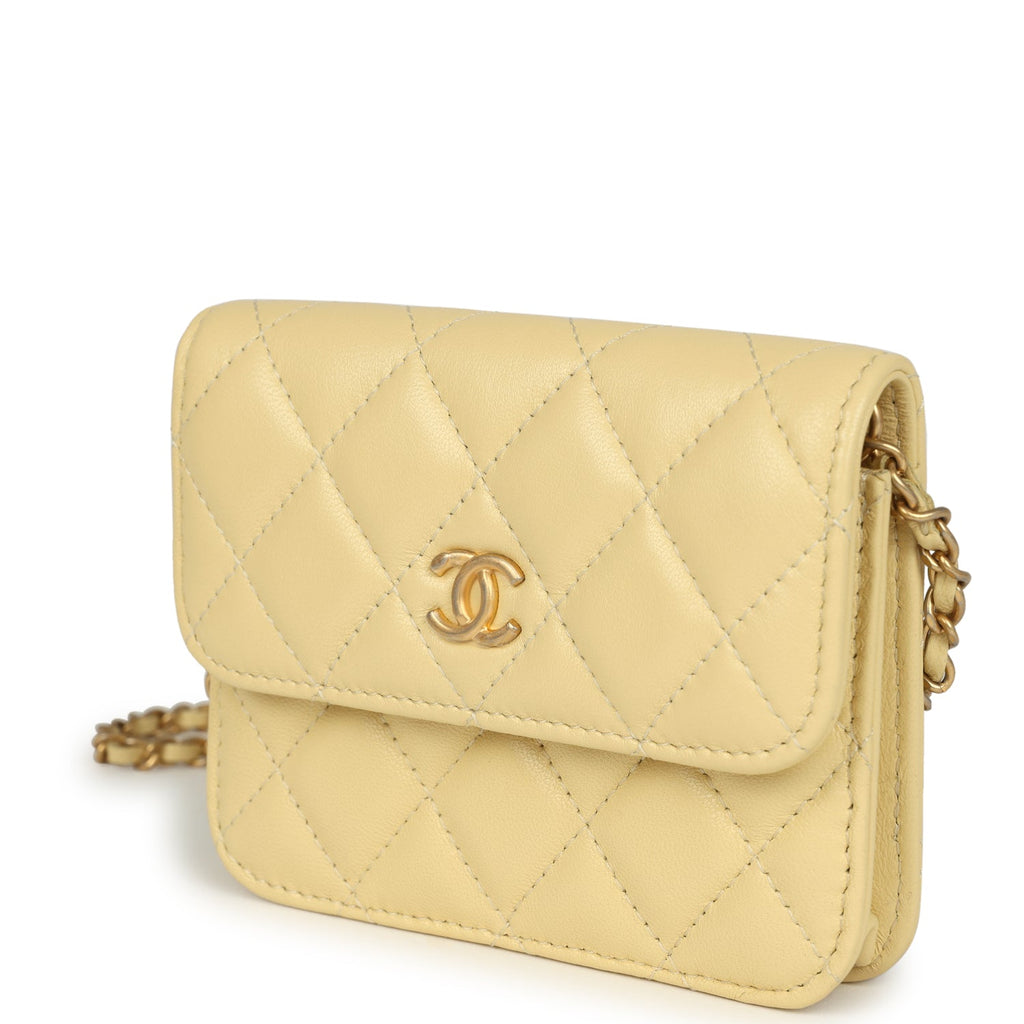 Chanel Mini Pearl Crush Belt Bag Light Yellow Lambskin Aged Gold Hardware - Image 6