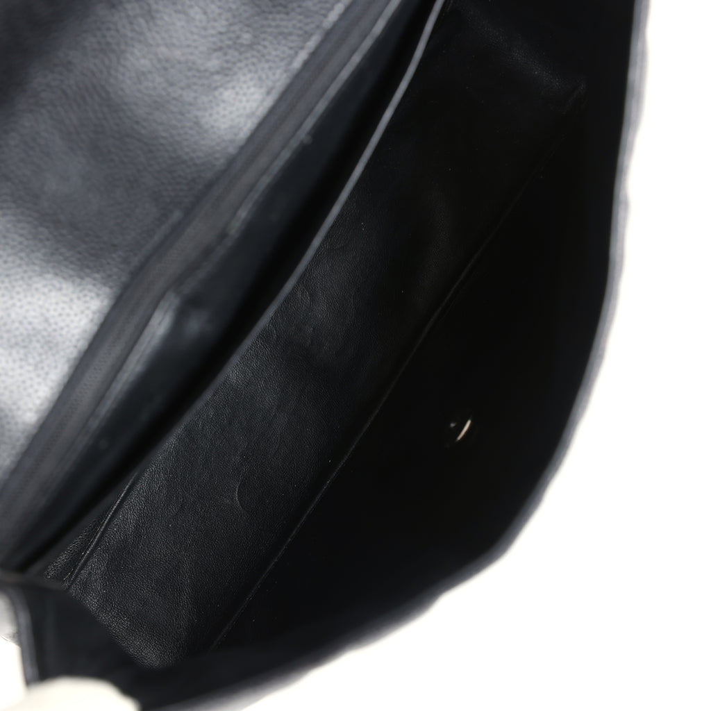 Pre-owned Chanel Jumbo Classic Single Flap Bag Black Caviar Silver Hardware - Image 9