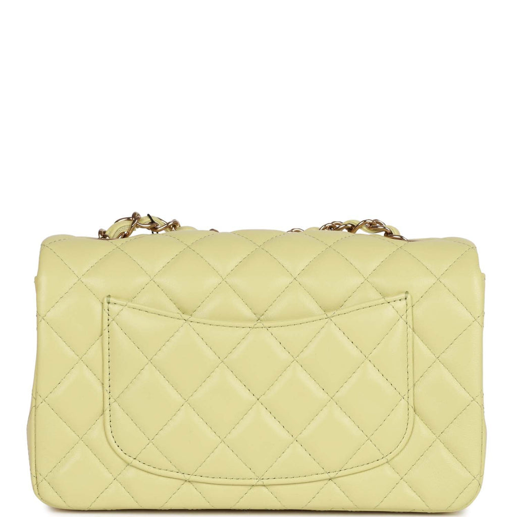 Chanel Mini Rectangular Flap Bag Light Green Lambskin Light Gold Hardware - Image 5