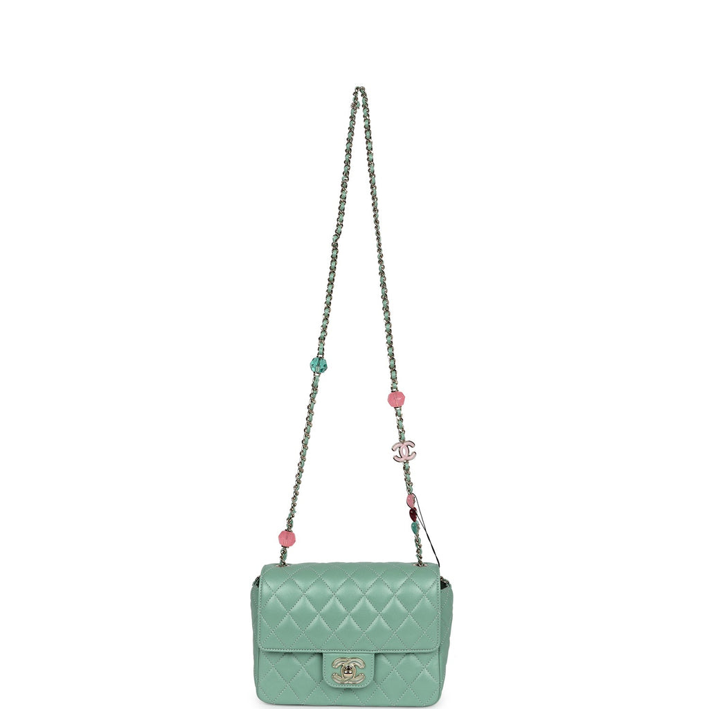 Chanel Candy Heart Mini Flap Bag Turquoise Lambskin Enamel and Light Gold Hardware - Image 8