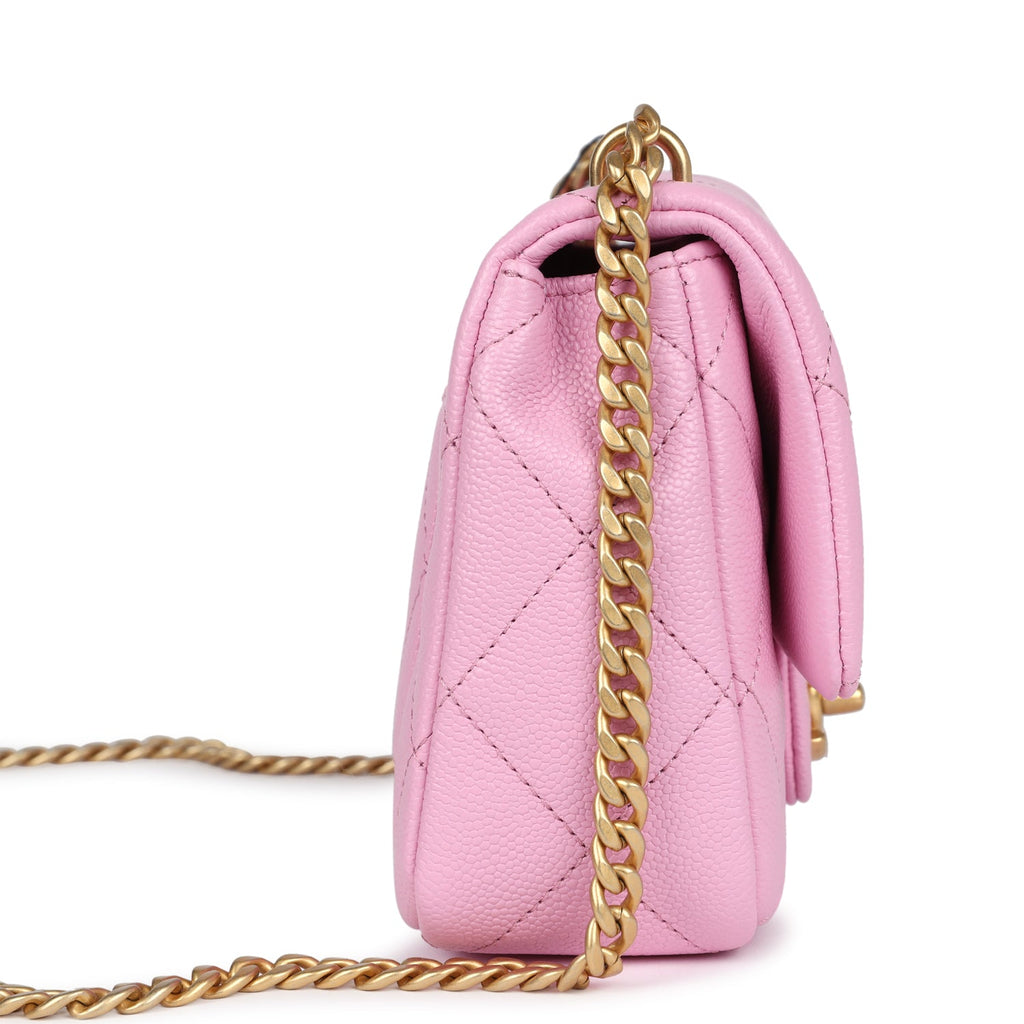 Chanel Mini Sweetheart Crush Square Flap Bag Pink Caviar Aged Gold Hardware - Image 5