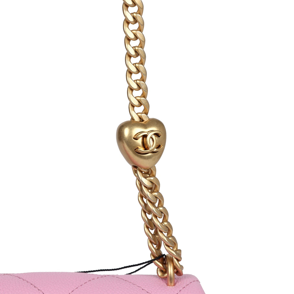 Chanel Mini Sweetheart Crush Square Flap Bag Pink Caviar Aged Gold Hardware - Image 9