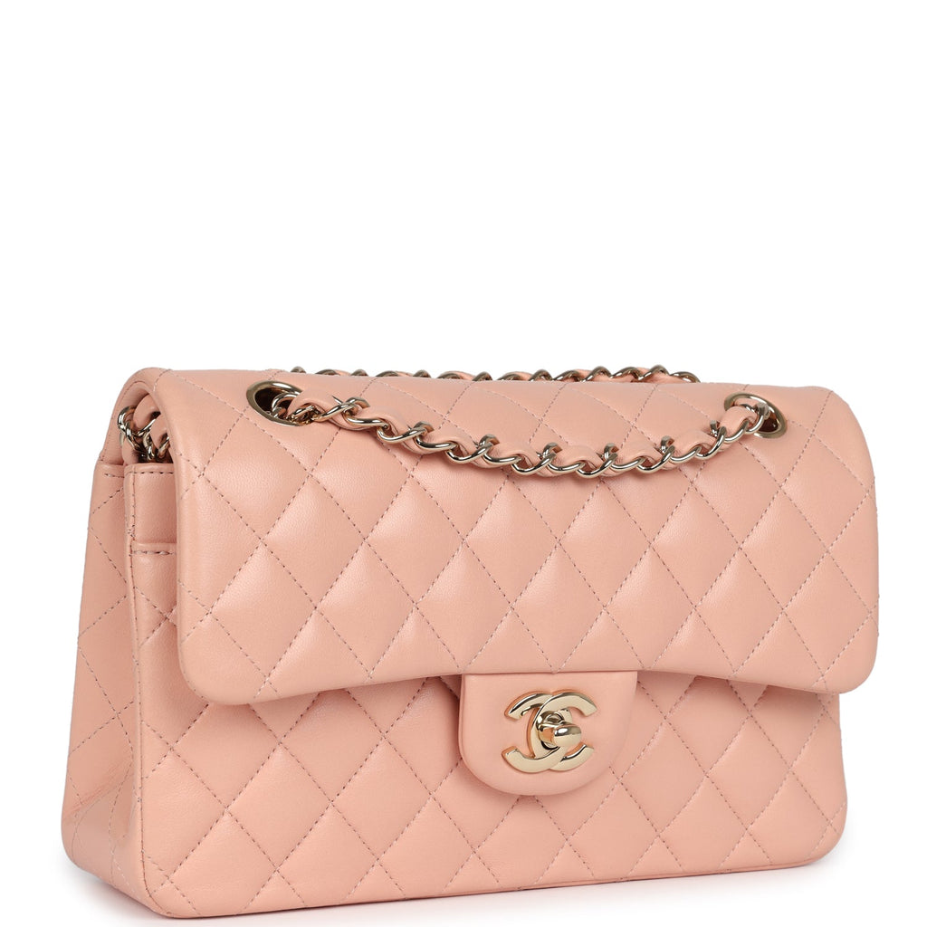 Pre-owned Chanel Small Classic Double Flap Light Pink Lambskin Gold Hardware - Image 3
