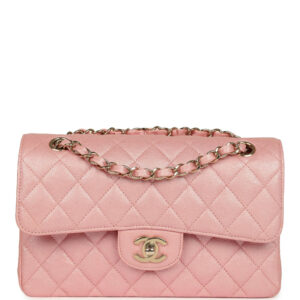 Chanel Small Classic Double Flap Bag Pink Iridescent Caviar Light Gold Hardware