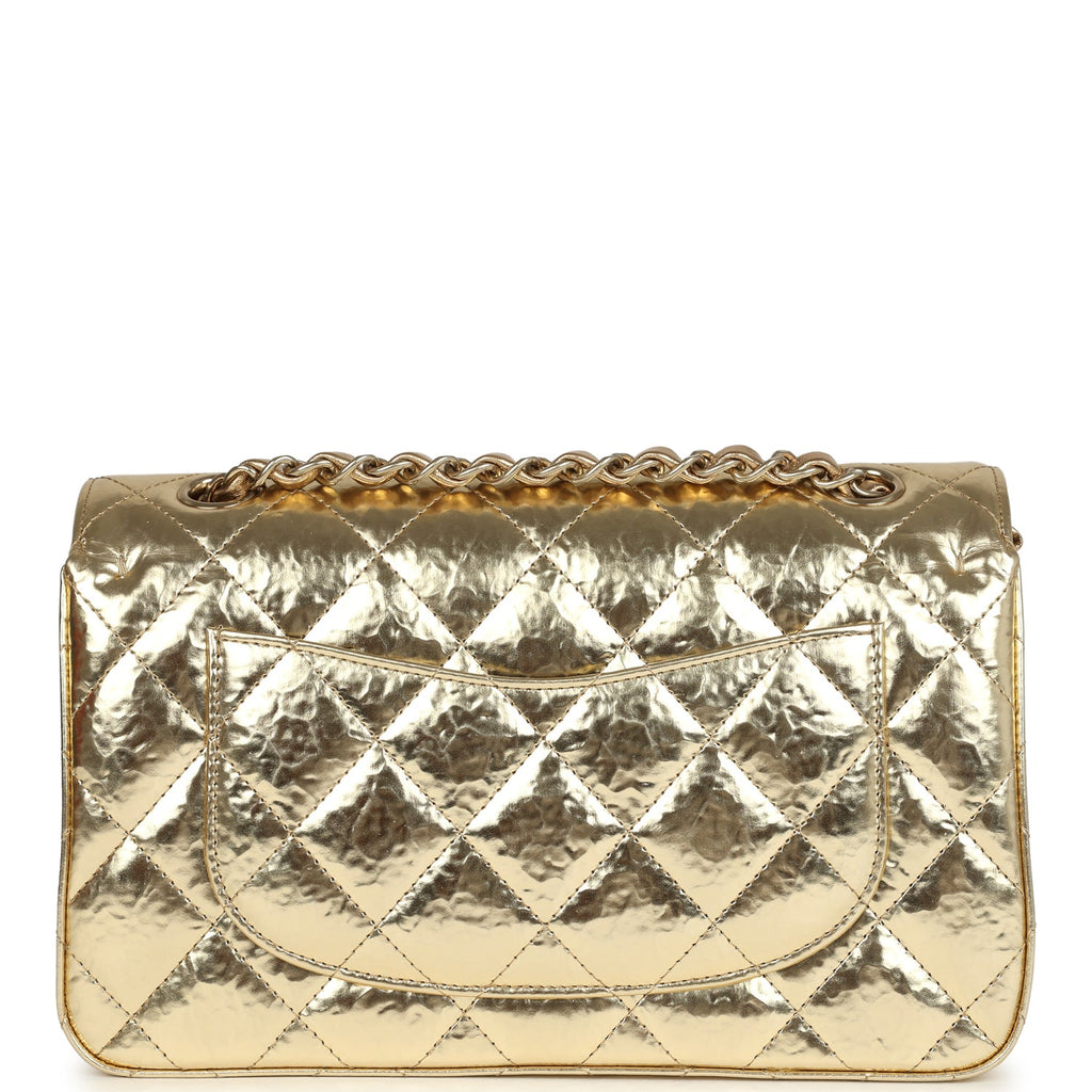 Chanel Small Classic Double Flap Gold Hammered Metallic Calfskin Brushed Gold Hardware - Image 5