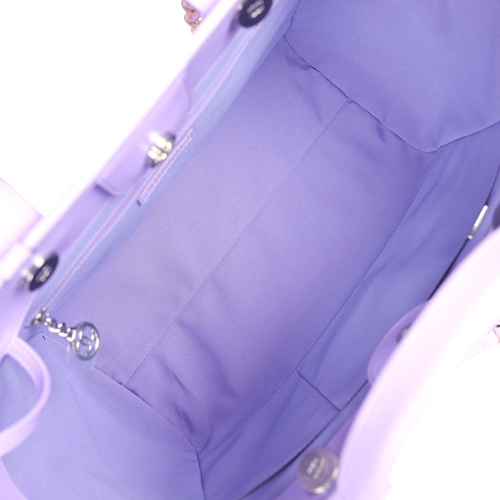 Chanel Small Deauville Shopping Tote Pink and Purple Ombre Calfskin Silver Hardware - Image 9