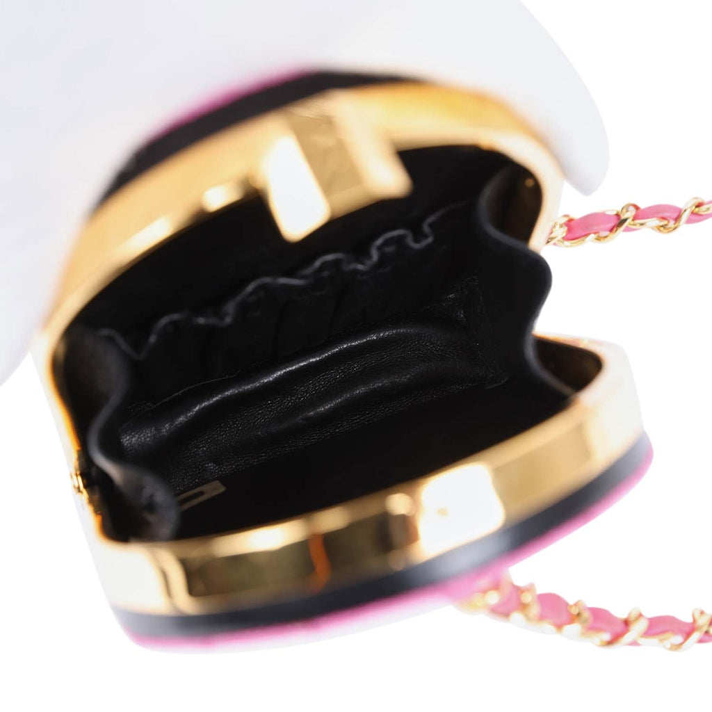 Vintage Chanel Set of Two Mini Bucket Bag & Oval Handbag Pink and Black Raffia Gold Hardware - Image 7